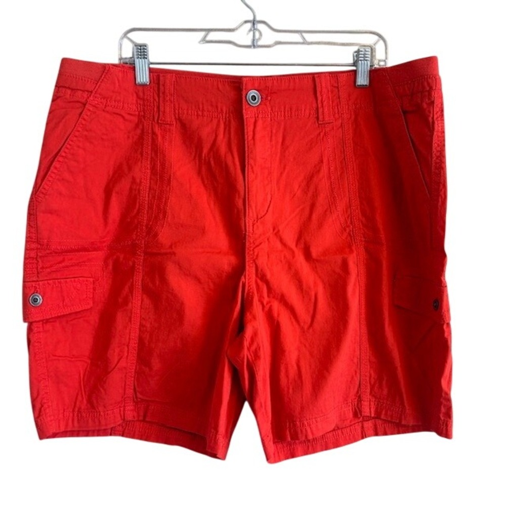 Style & Co. Women's Red Mid-Rise Comfort Waist Cargo Utility Shorts 18 Stretch‎